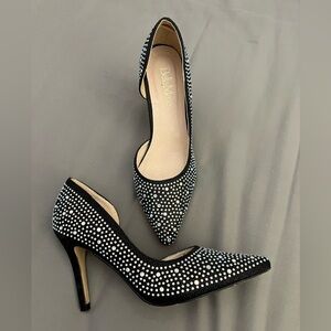 Bella Marie Black Rhinestone Women's Heels 7.5